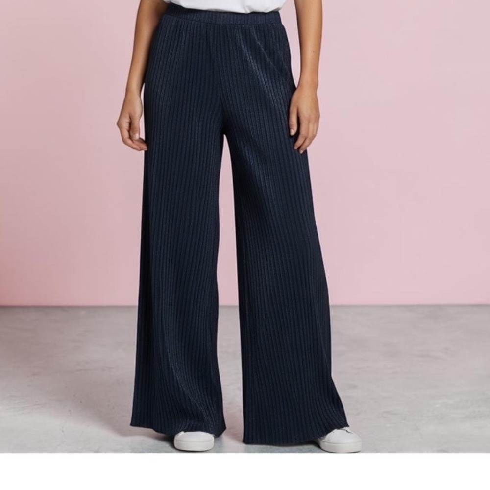 Free People Black Ribbed Textured High Rise Flare Bell Bottom Pants Women S Chic